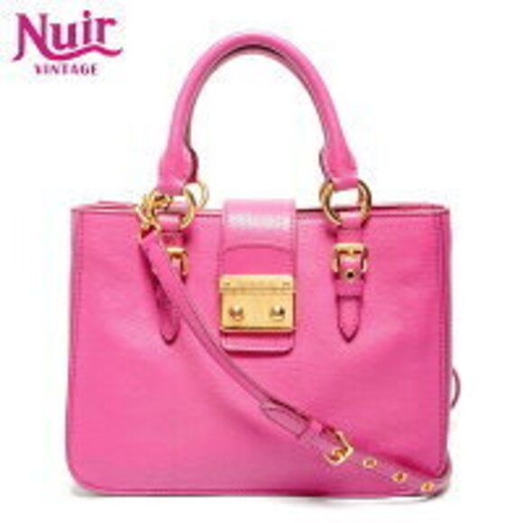 Miu Miu Handbags - Miu Miu Madras Leather Shoulder Bag Pink
